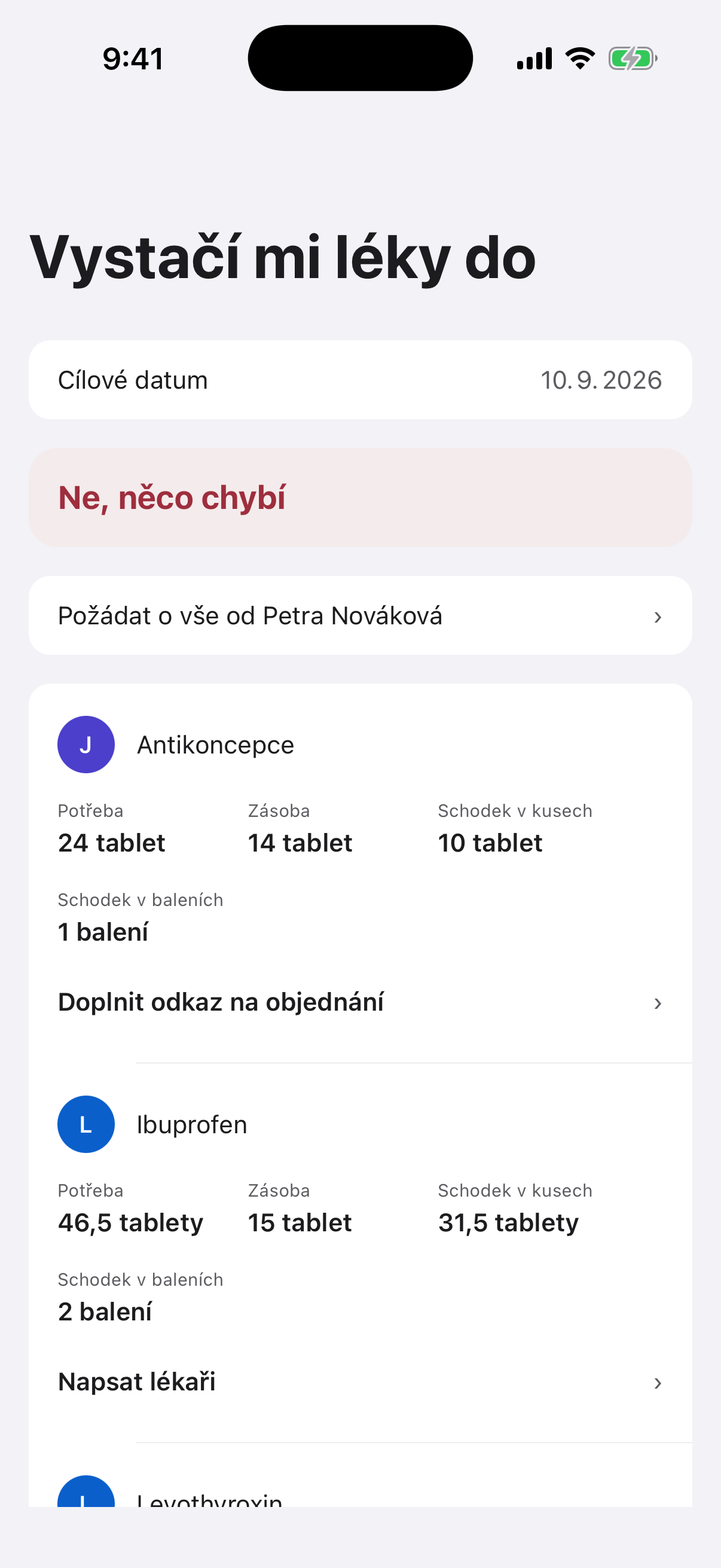 Výpočet Medaylo, do kdy vystačí zásoba a kolik balení chybí